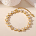 Raqdennia Adjustable Classic Heart Link Bracelet with Simulated Diamonds Daily Wear Jewelry Gift on Birthday Anniversary Christmas Valentines’ Day Mother’s Day
