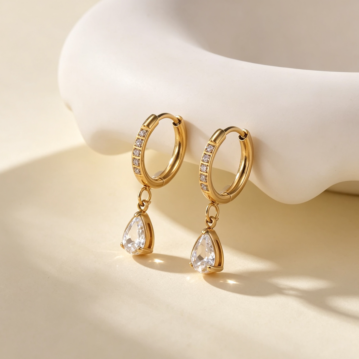 Raqdennia 18K Gold Plated Teardrop Earrings Daily Wear Gift on Birthday Anniversary Christmas Valentines’ Day Mother’s Day