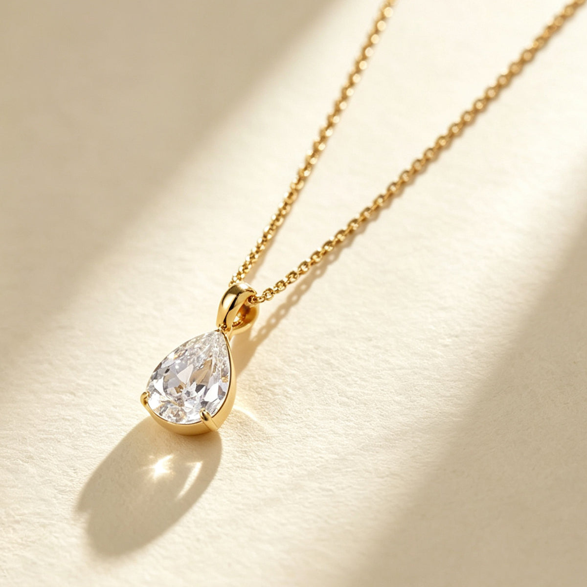 Raqdennia 18K Gold Plated Teardrop Pendant Necklace with Simulated Diamonds Daily Wear Jewelry Gift on Birthday Anniversary Christmas Valentines’ Day Mother’s Day