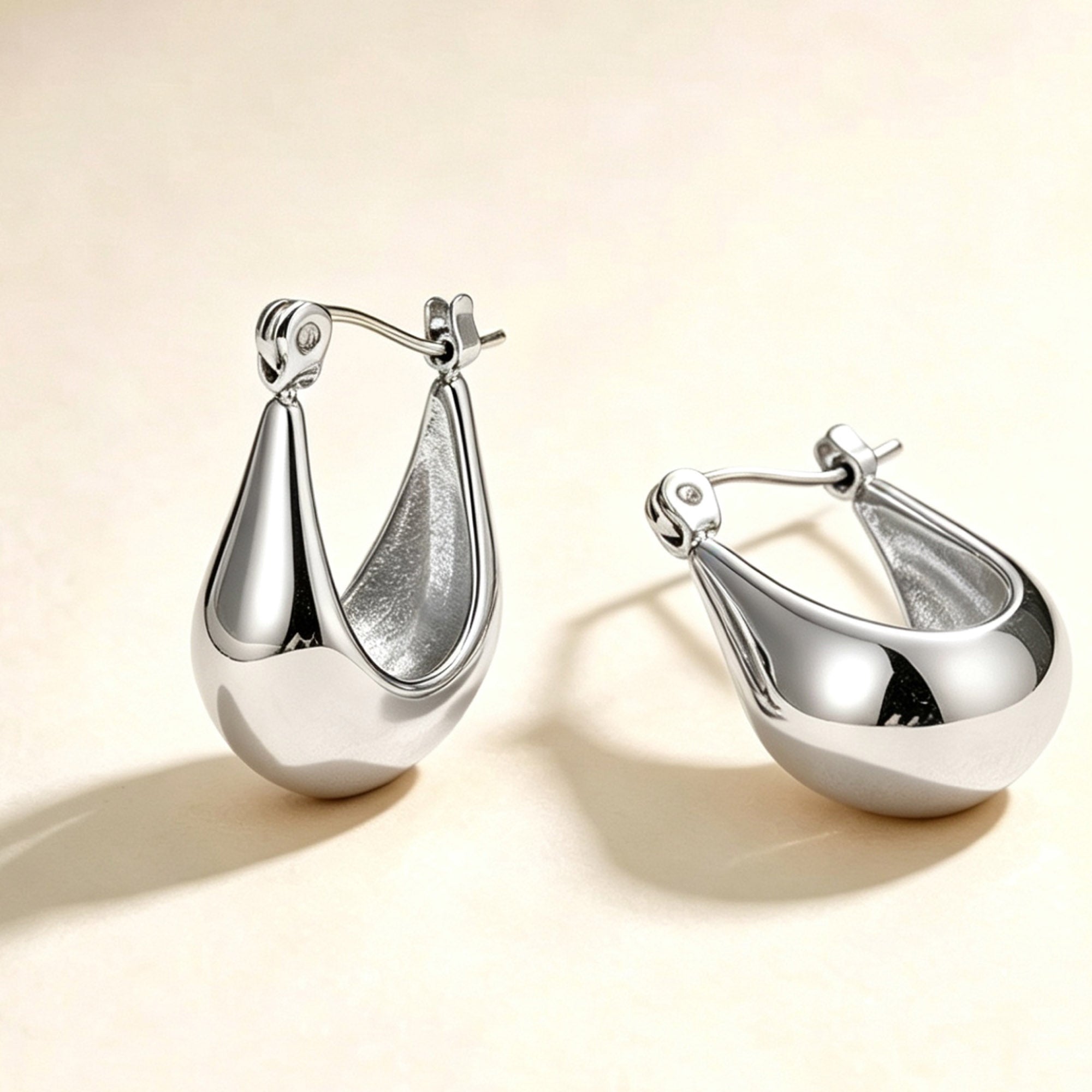 Teardrop Wide Click Hoop Earrings Daily Wear on Birthday Anniversary Christmas Valentines’ Day Mother’s Day