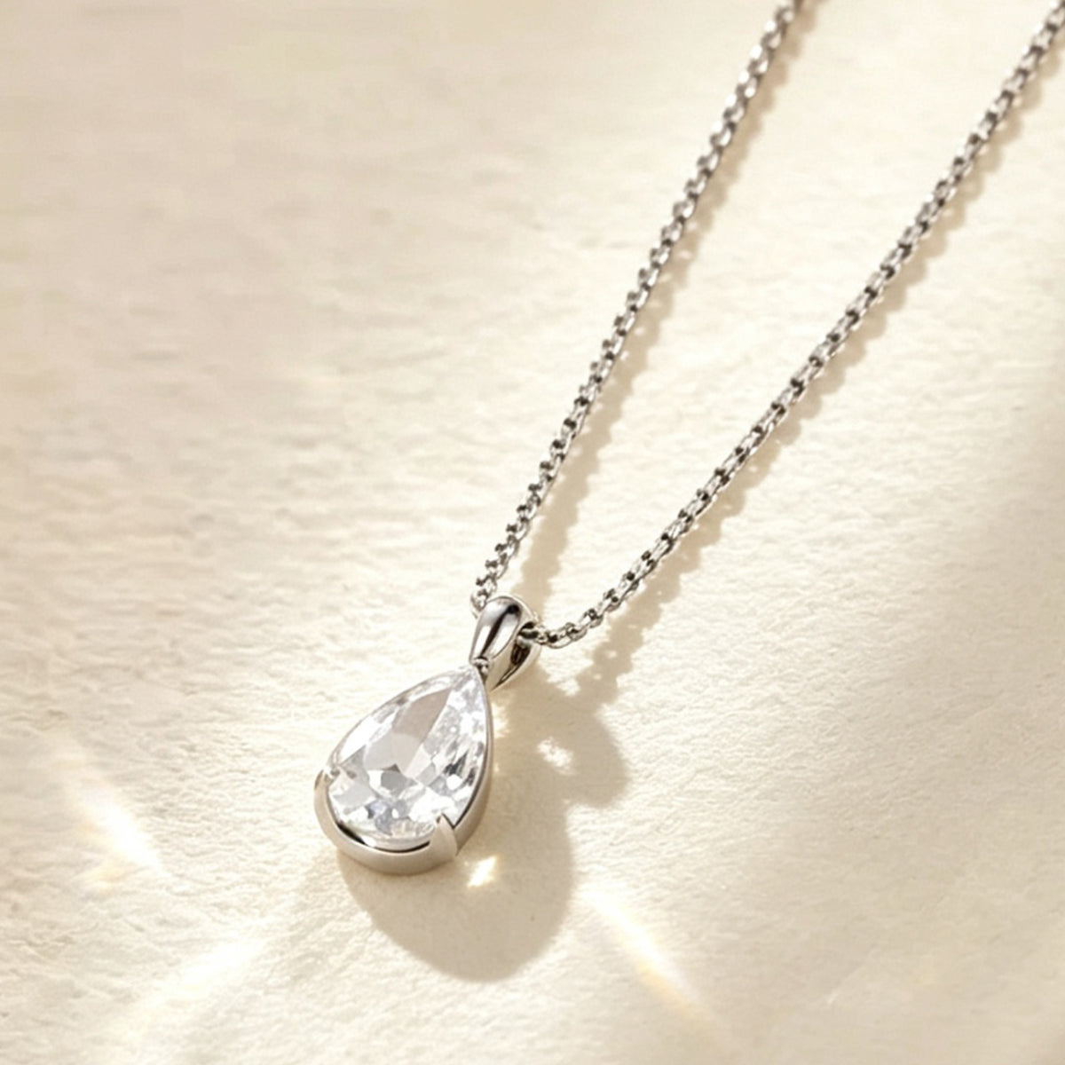 Raqdennia 18K Gold Plated Teardrop Pendant Necklace with Simulated Diamonds Daily Wear Jewelry Gift on Birthday Anniversary Christmas Valentines’ Day Mother’s Day
