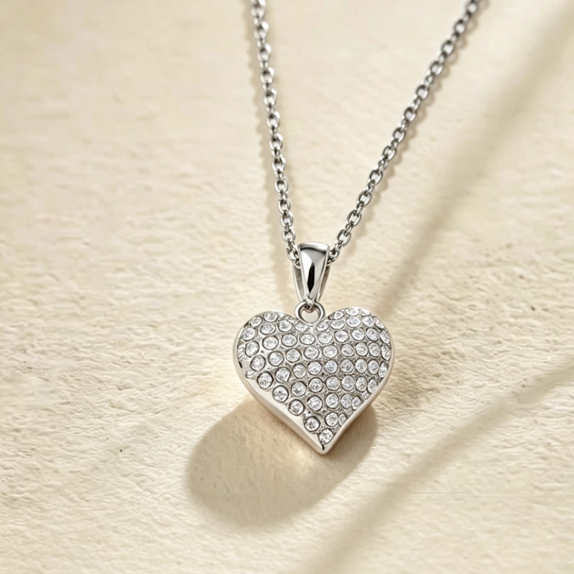 Raqdennia Dainty Love Pendant Necklace with Full Paved Simulated Diamonds Daily Wear Jewelry Gift on Birthday Anniversary Christmas Valentines’ Day Mother’s Day
